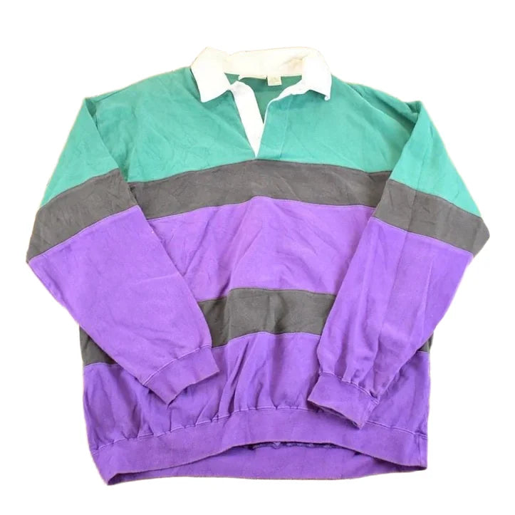 Vintage 1990s St John's Bay Quarter Button Rugby Button Up Shirt Men's L from propervintagecanada