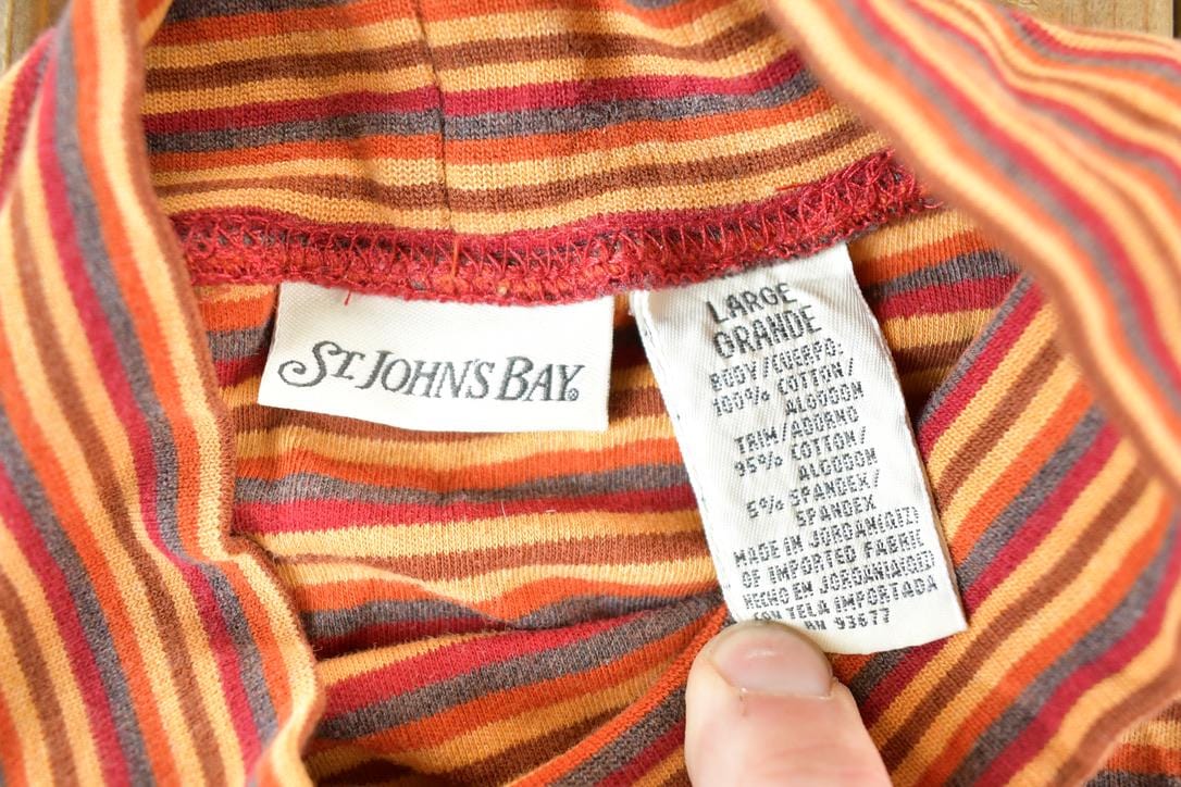 Vintage 1990s St John's Bay Striped Crewneck Sweatshirt Women's Small from propervintagecanada