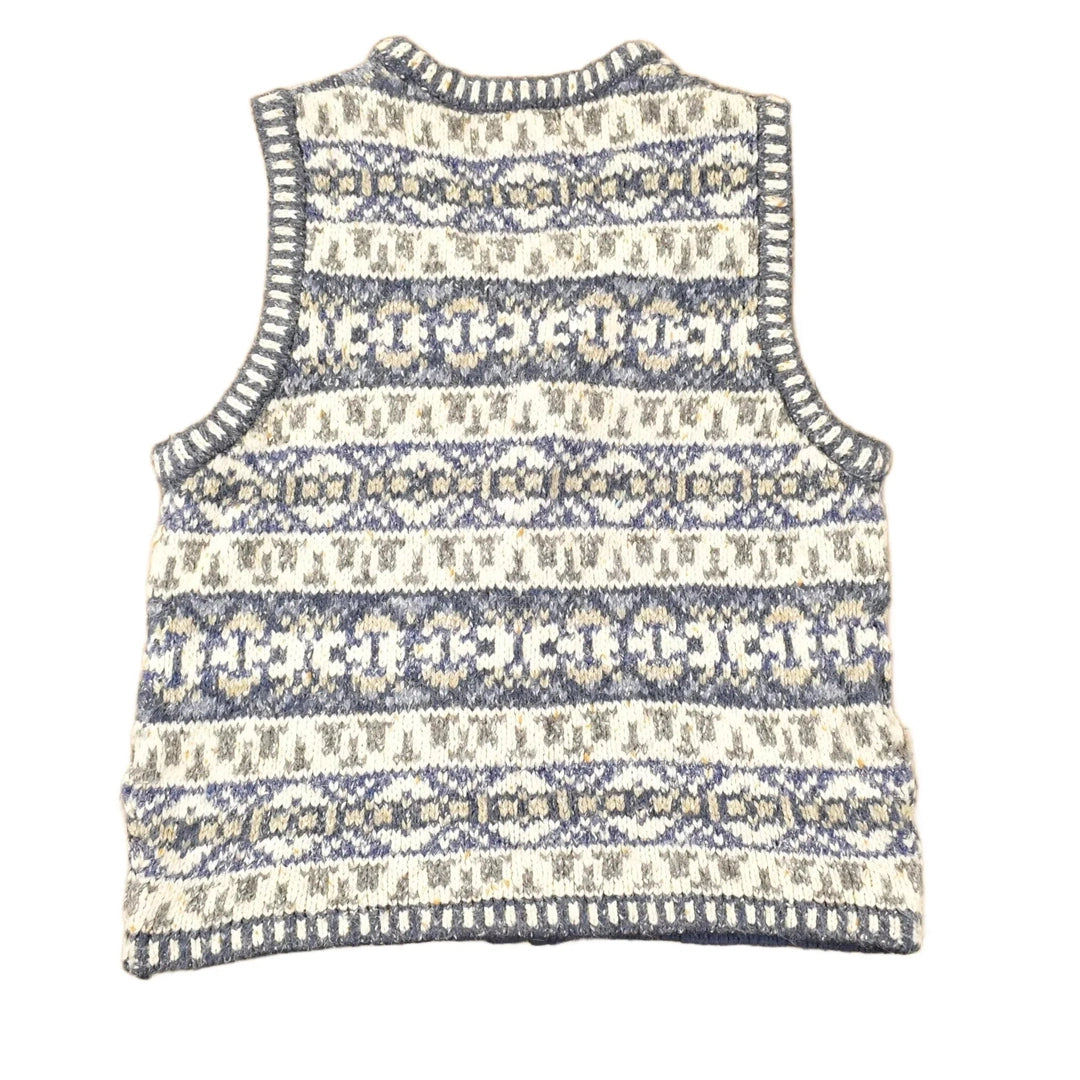 Vintage 1990s St Johns Bay Abstract Knit Cardigan Sweater Vest Men's S from propervintagecanada