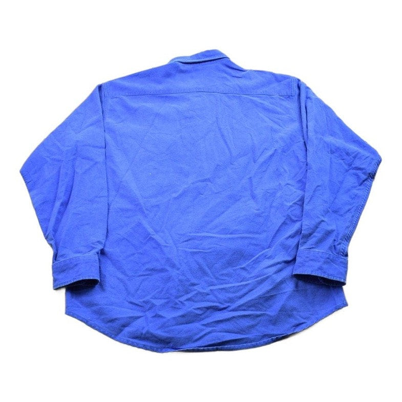 Vintage 1990s St Johns Bay Blank Blue Button Up Shirt Men's XL from propervintagecanada