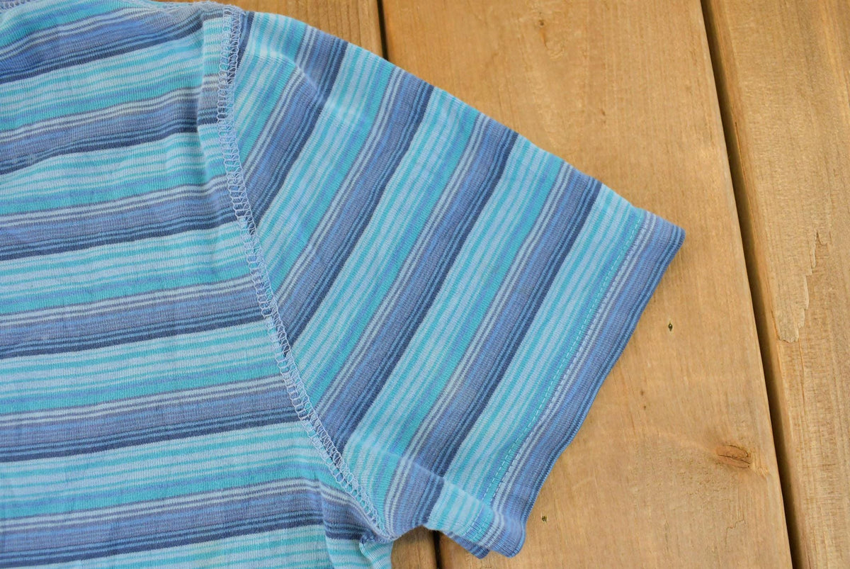 Vintage 1990s St Johns Bay Blue Striped T-Shirt Women's L from propervintagecanada