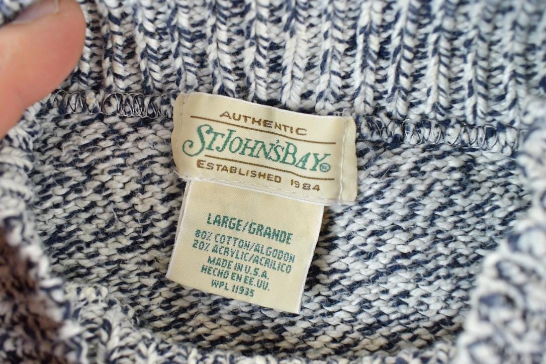 Vintage 1990s St Johns Bay Knit Abstract Pattern Crewneck Sweater Mens L from propervintagecanada