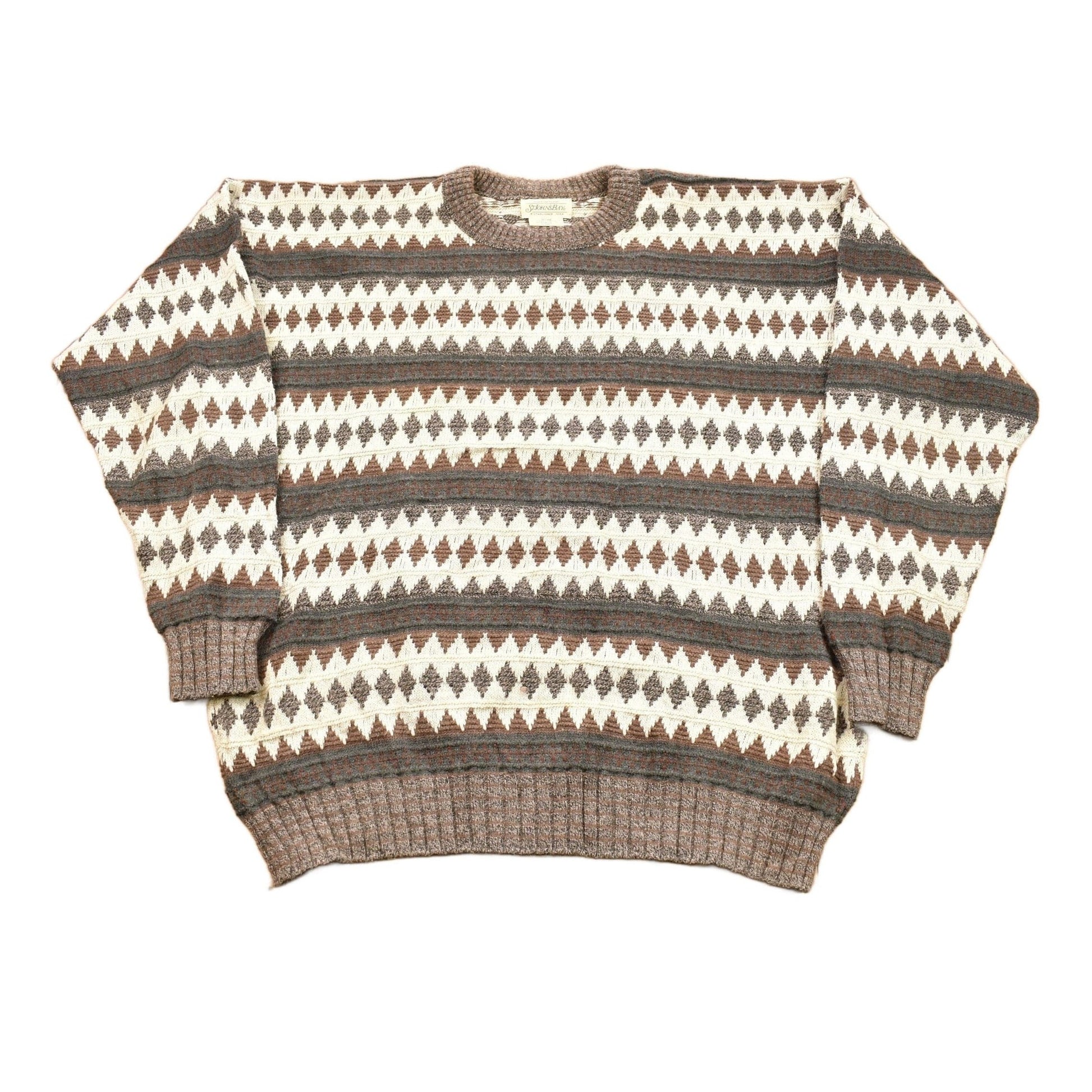 Vintage 1990s St. Johns Bay Knitted Pattern Crewneck Sweater Men's XL from propervintagecanada