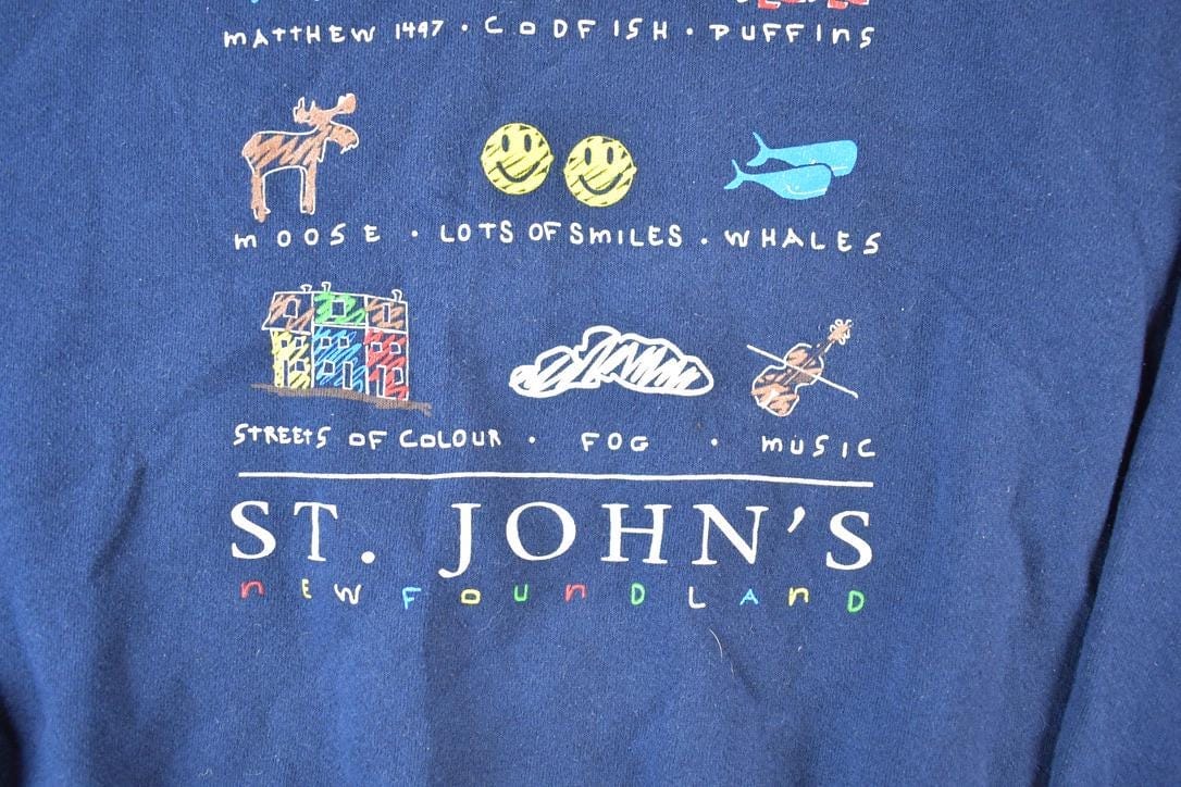 Vintage 1990s St Johns Newfoundland Souvenir Crewneck Sweatshirt Made In USA Men's XL from propervintagecanada
