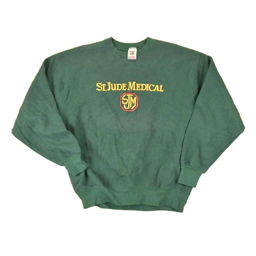 Vintage 1990s St Jude Medical Embroidered University Crewneck Sweater Mens M from propervintagecanada