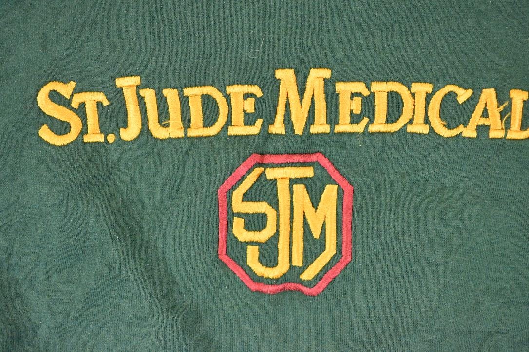 Vintage 1990s St Jude Medical Embroidered University Crewneck Sweater Mens M from propervintagecanada