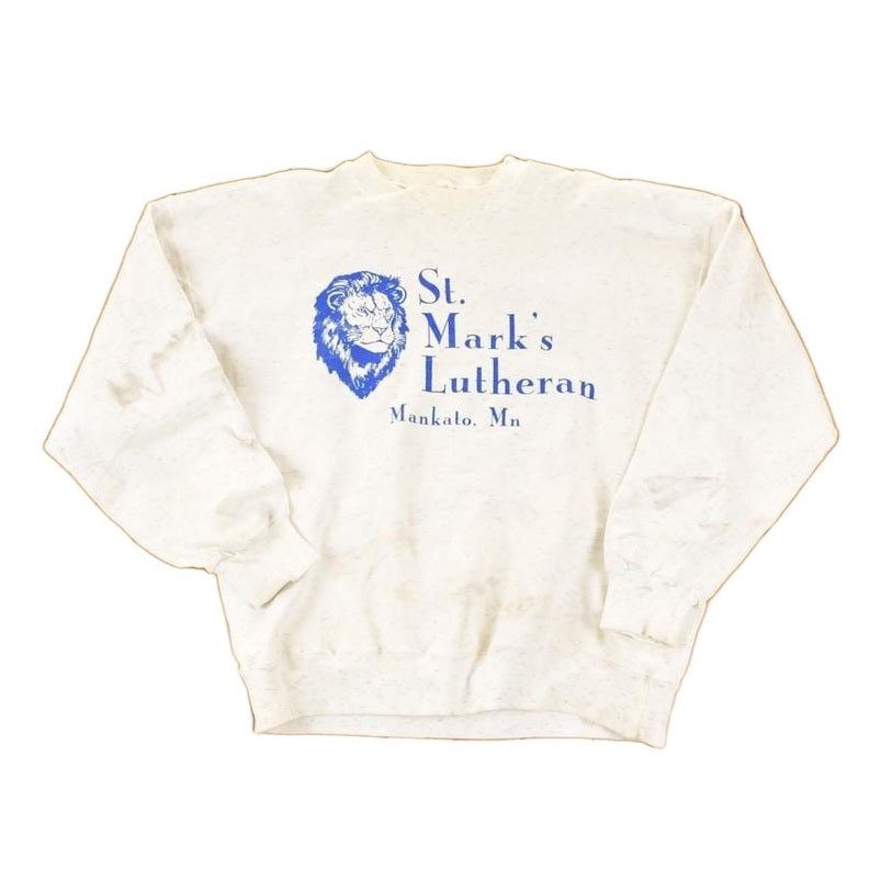Vintage 1990s St Mark's Lutheran Lions Crewneck Sweatshirt Men's L from propervintagecanada