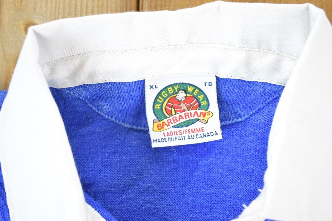 Vintage 1990s St Maximilian Kolbe Barbarian Rugby Heavyweight Button Up Shirt from propervintagecanada