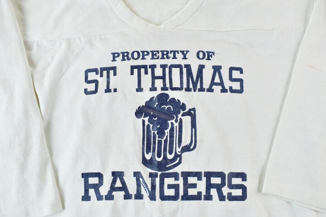 Vintage 1990s St Thomas University Rangers Football Collegiate Crewneck Men's Large from propervintagecanada