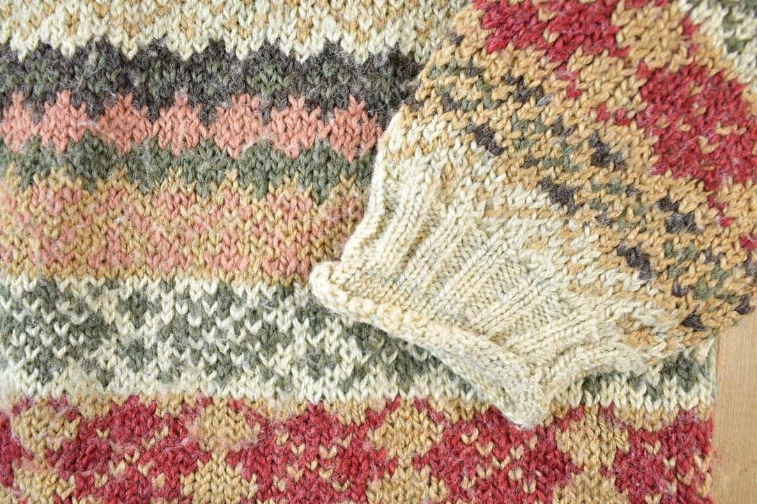 Vintage 1990s Star up Knit Abstract Pattern Crewneck Sweater Men's Large from propervintagecanada