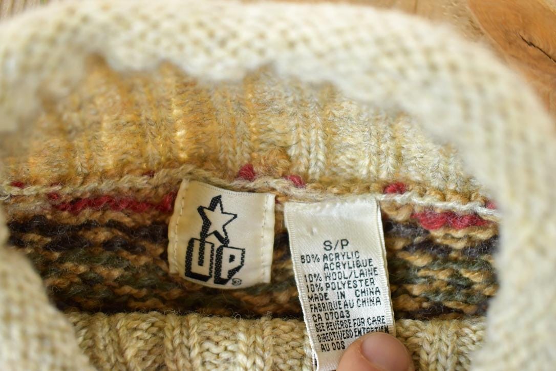 Vintage 1990s Star up Knit Abstract Pattern Crewneck Sweater Men's Large from propervintagecanada