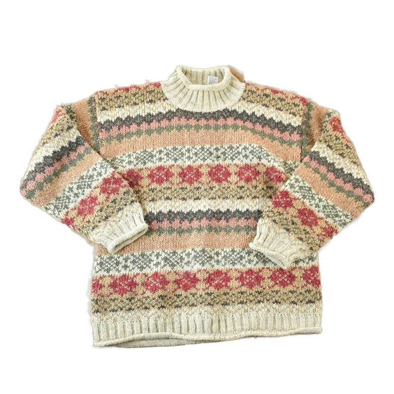 Vintage 1990s Star up Knit Abstract Pattern Crewneck Sweater Men's Large from propervintagecanada