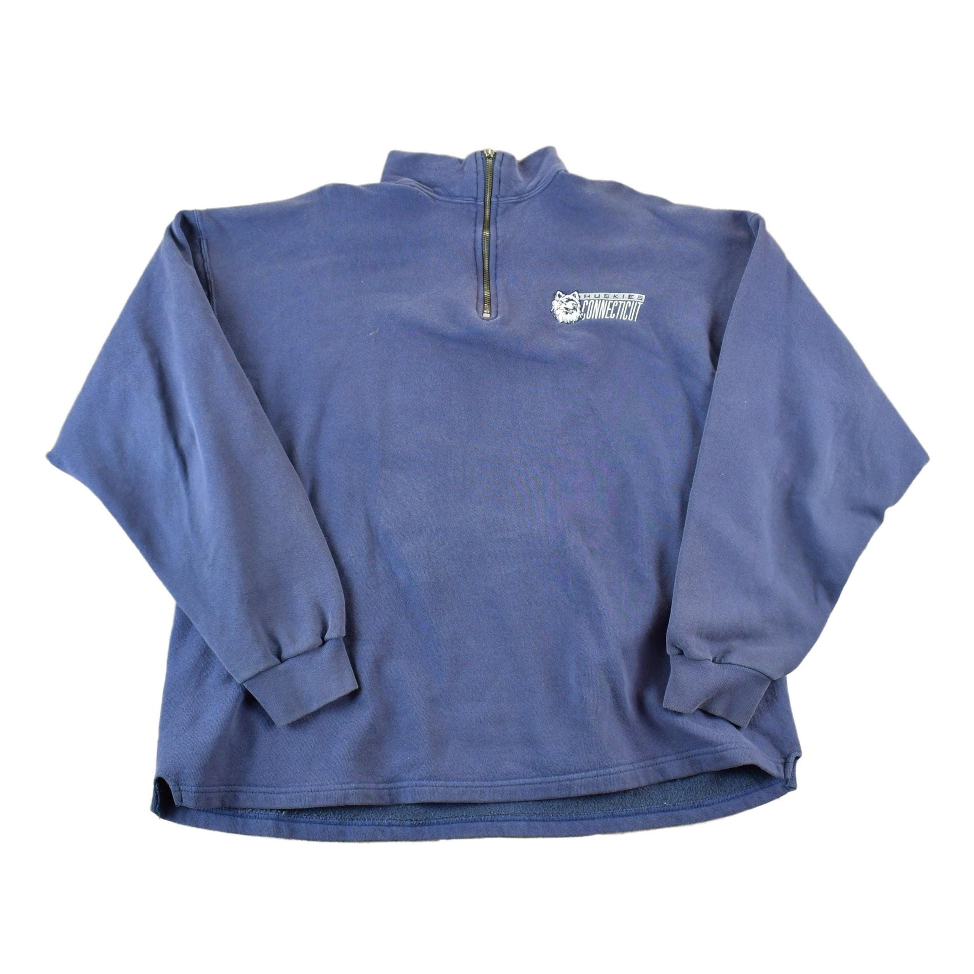 Vintage 1990s Starter Connecticut Huskies University Quarter Zip Crewneck Men's XL from propervintagecanada