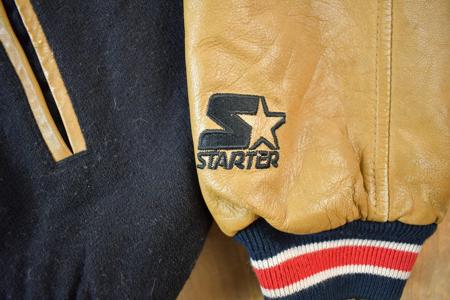 Vintage 1990s Starter NHL Chicago Black Hawks Hockey Wool Varsity Jacket from propervintagecanada