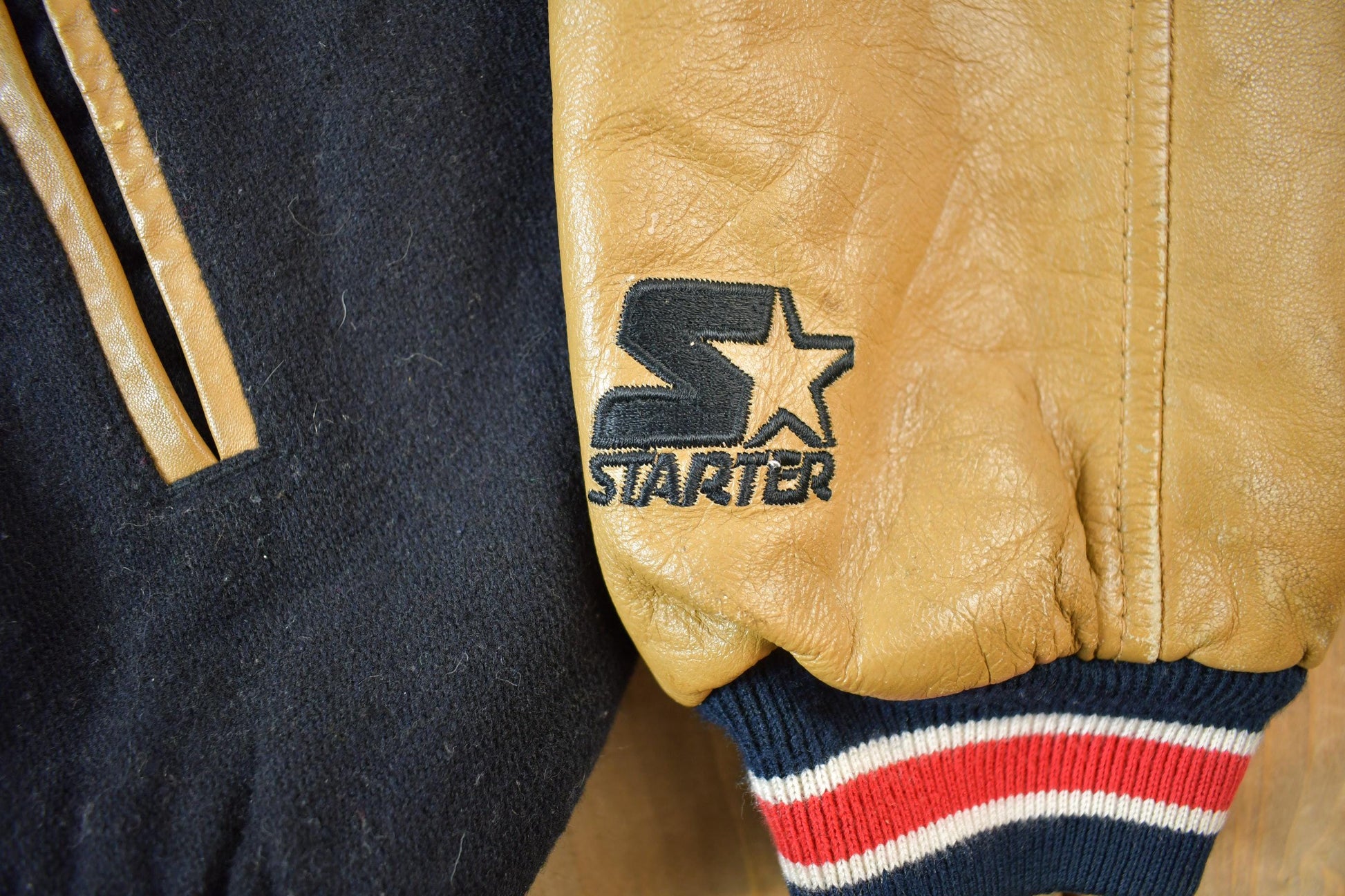 Vintage 1990s Starter NHL Chicago Black Hawks Hockey Wool Varsity Jacket from propervintagecanada