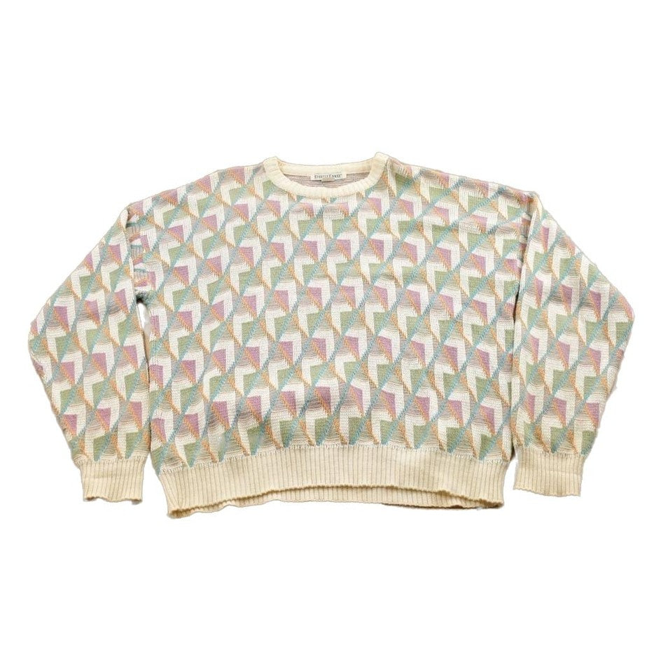 Vintage 1990s Steeple Chase Knitted Abstract Crewneck Sweater Men's Large from propervintagecanada