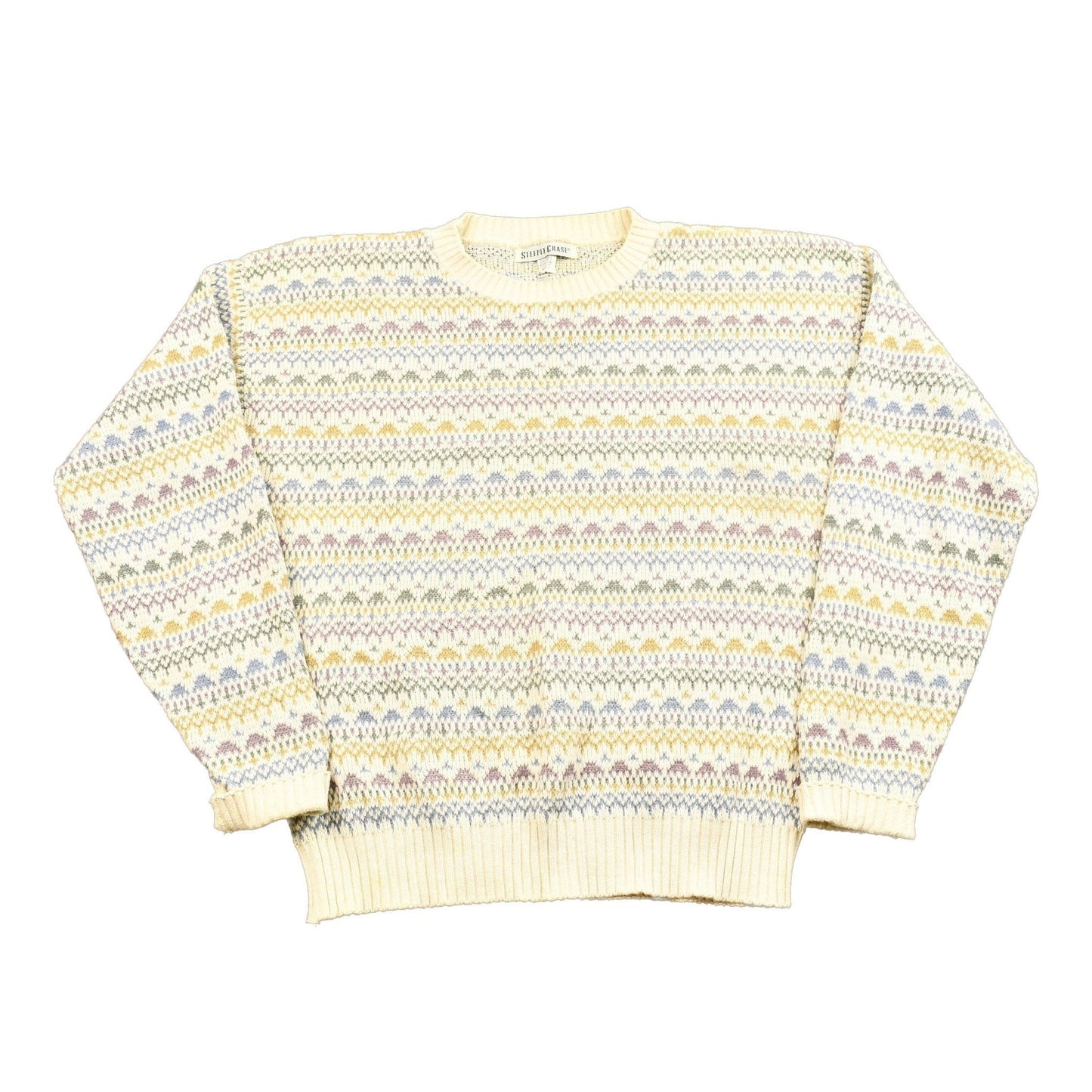 Vintage 1990s Steeple Chase Knitted Striped Crewneck Sweater Men's Medium from propervintagecanada