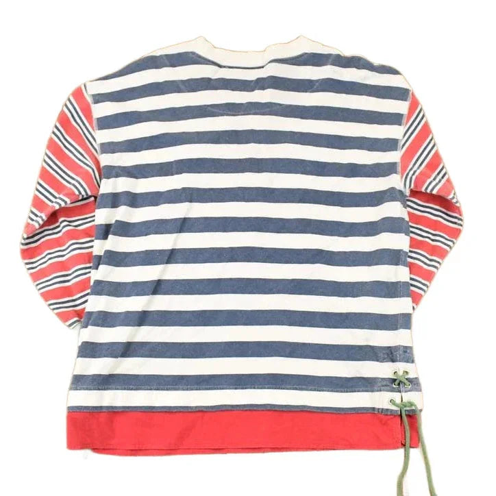 Vintage 1990s Stefani International Unique Striped Tie Up Crewneck Sweatshirt Mens M from propervintagecanada