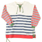 Vintage 1990s Stefani International Unique Striped Tie Up Crewneck Sweatshirt Mens M from propervintagecanada