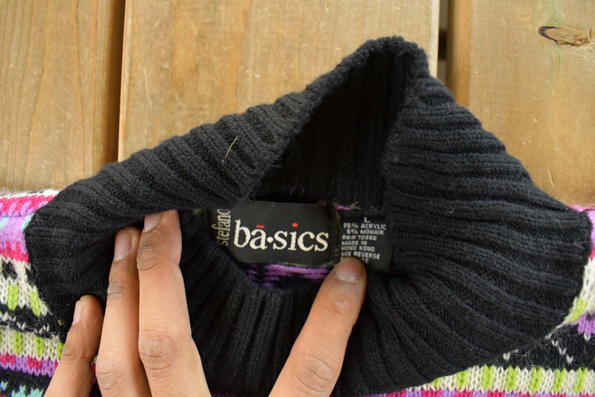 Vintage 1990s Stefano Basics Snowflake Knit Mohair Mockneck Sweater Women's L from propervintagecanada