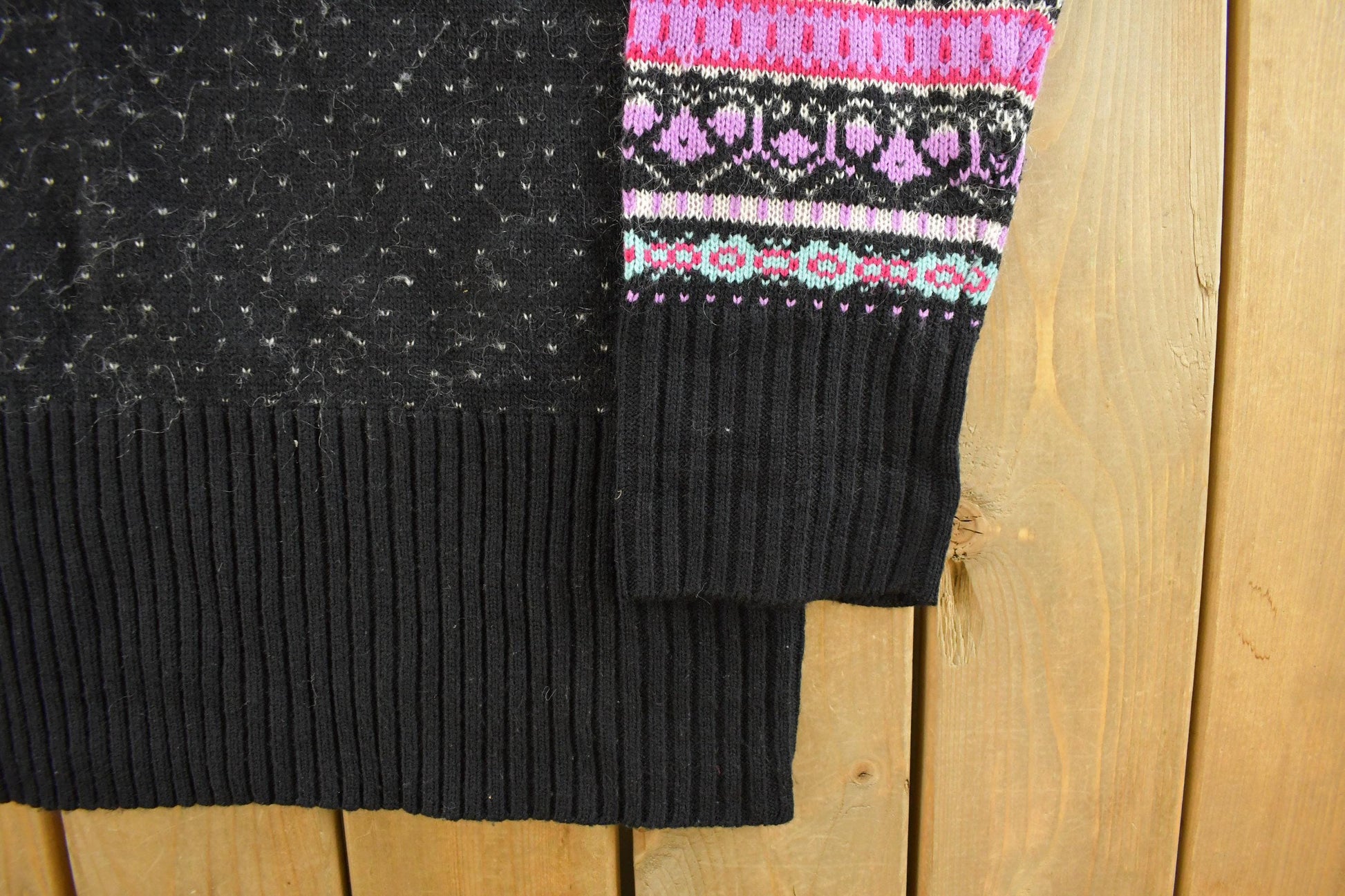 Vintage 1990s Stefano Basics Snowflake Knit Mohair Mockneck Sweater Women's L from propervintagecanada