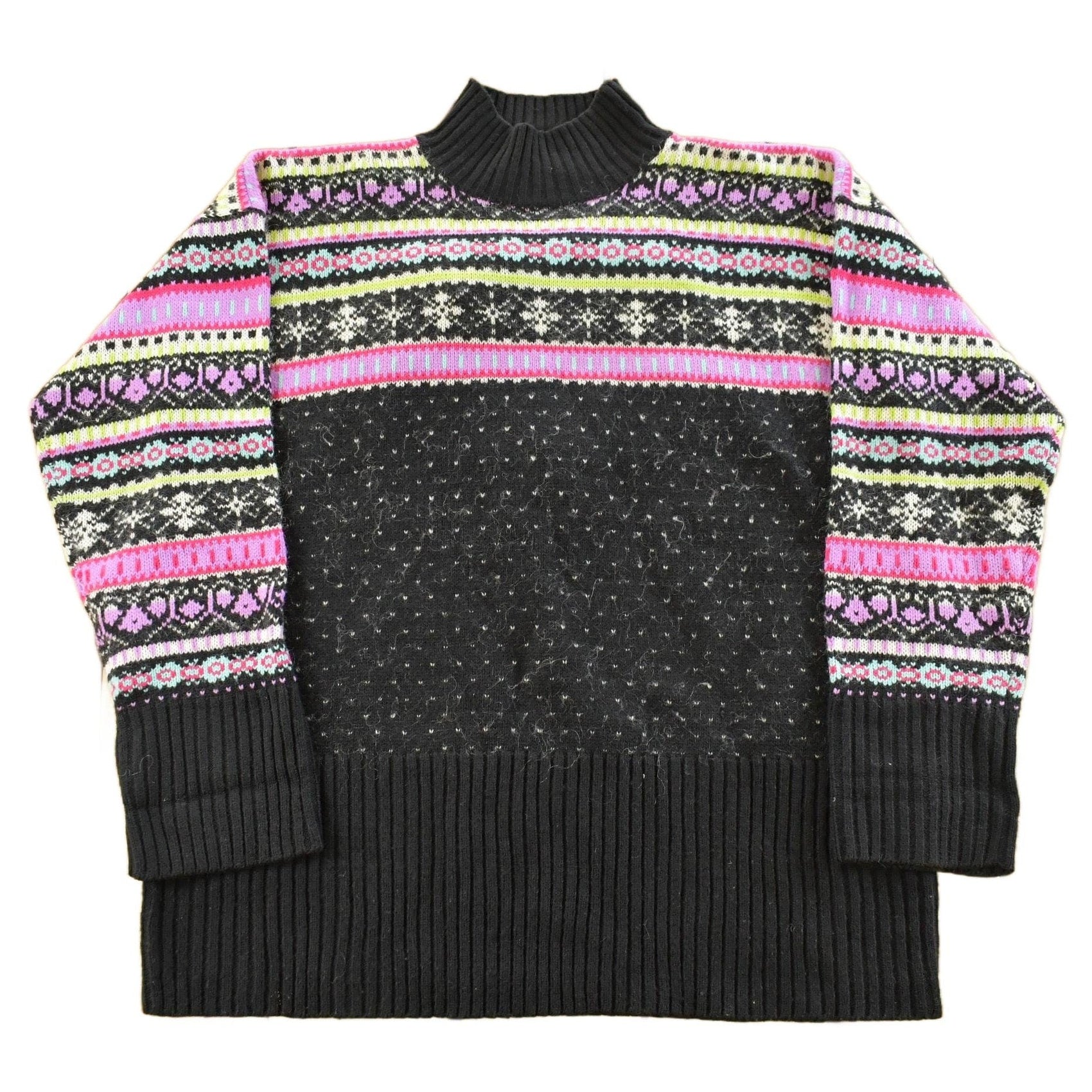 Vintage 1990s Stefano Basics Snowflake Knit Mohair Mockneck Sweater Women's L from propervintagecanada