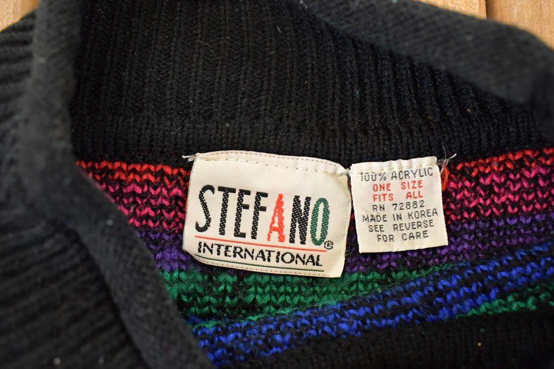 Vintage 1990s Stefano International AOP Rainbow Hearts Knit Crewneck Sweater Womens XL from propervintagecanada