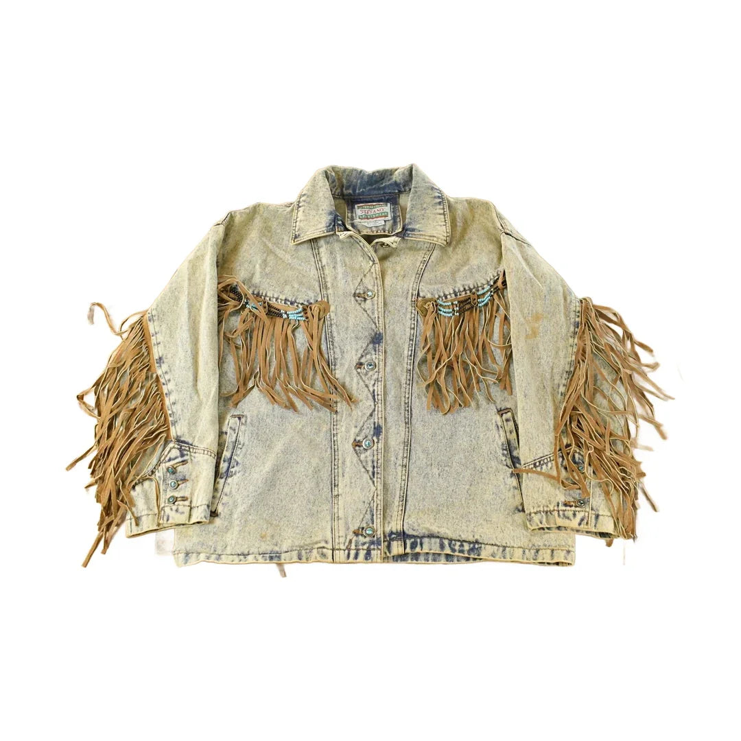 Vintage 1990s Stefano Western Denim Jean Jacket Women's XL from propervintagecanada