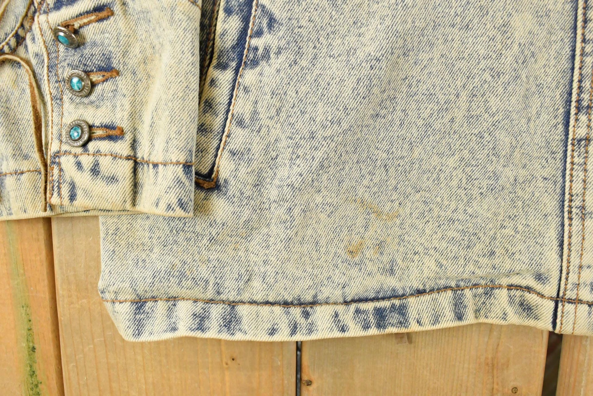Vintage 1990s Stefano Western Denim Jean Jacket Women's XL / Vintage Denim / Leather Tassles / Vintage Fall Outerwear / Fall Jacket from propervintagecanada