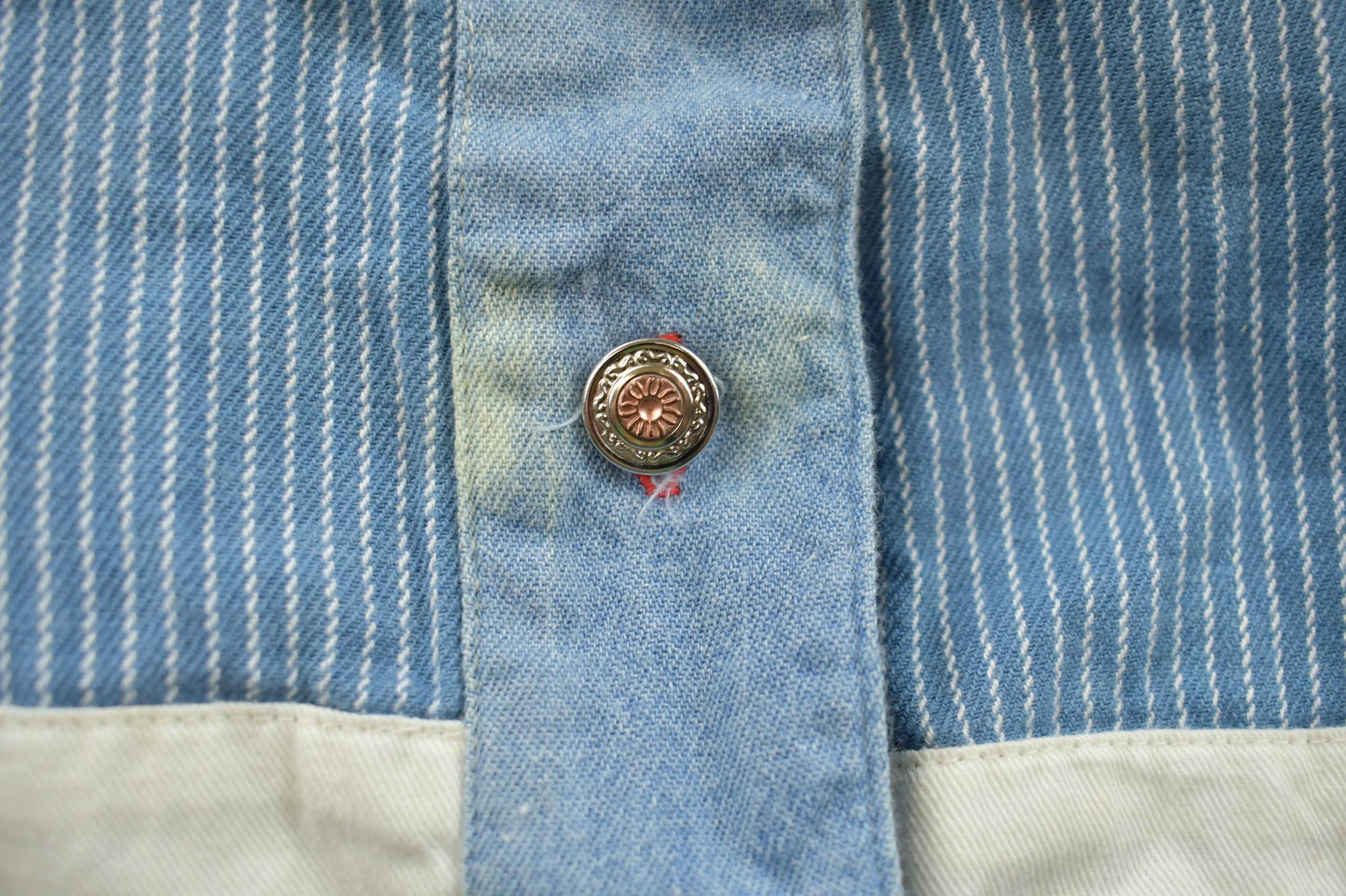 Vintage 1990s Steffano Denim Patchwork Quilted Button Down Men's Large from propervintagecanada