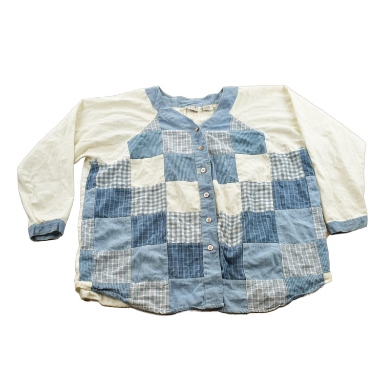 Vintage 1990s Steffano Denim Patchwork Quilted Button Down Men's Large from propervintagecanada