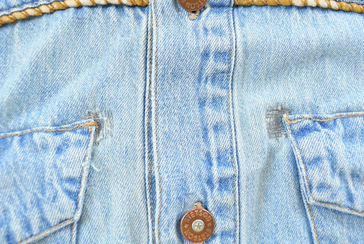 Vintage 1990s Stetson Harley Davidson Embroidered Button Up Denim Shirt Men's L from propervintagecanada