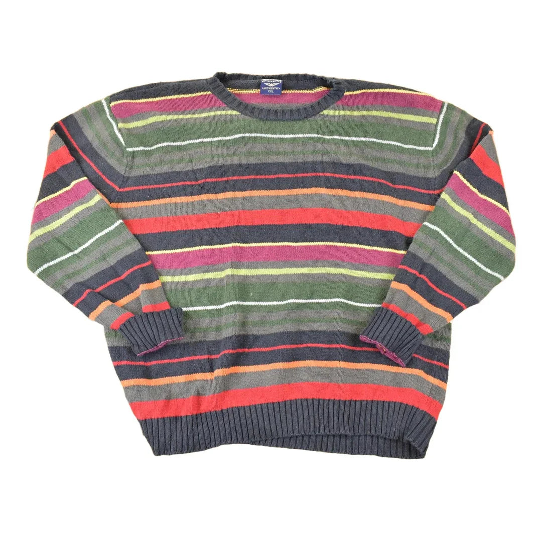 Vintage 1990s Steve & Barry's Striped Knit Crewneck Sweater Mens L from propervintagecanada