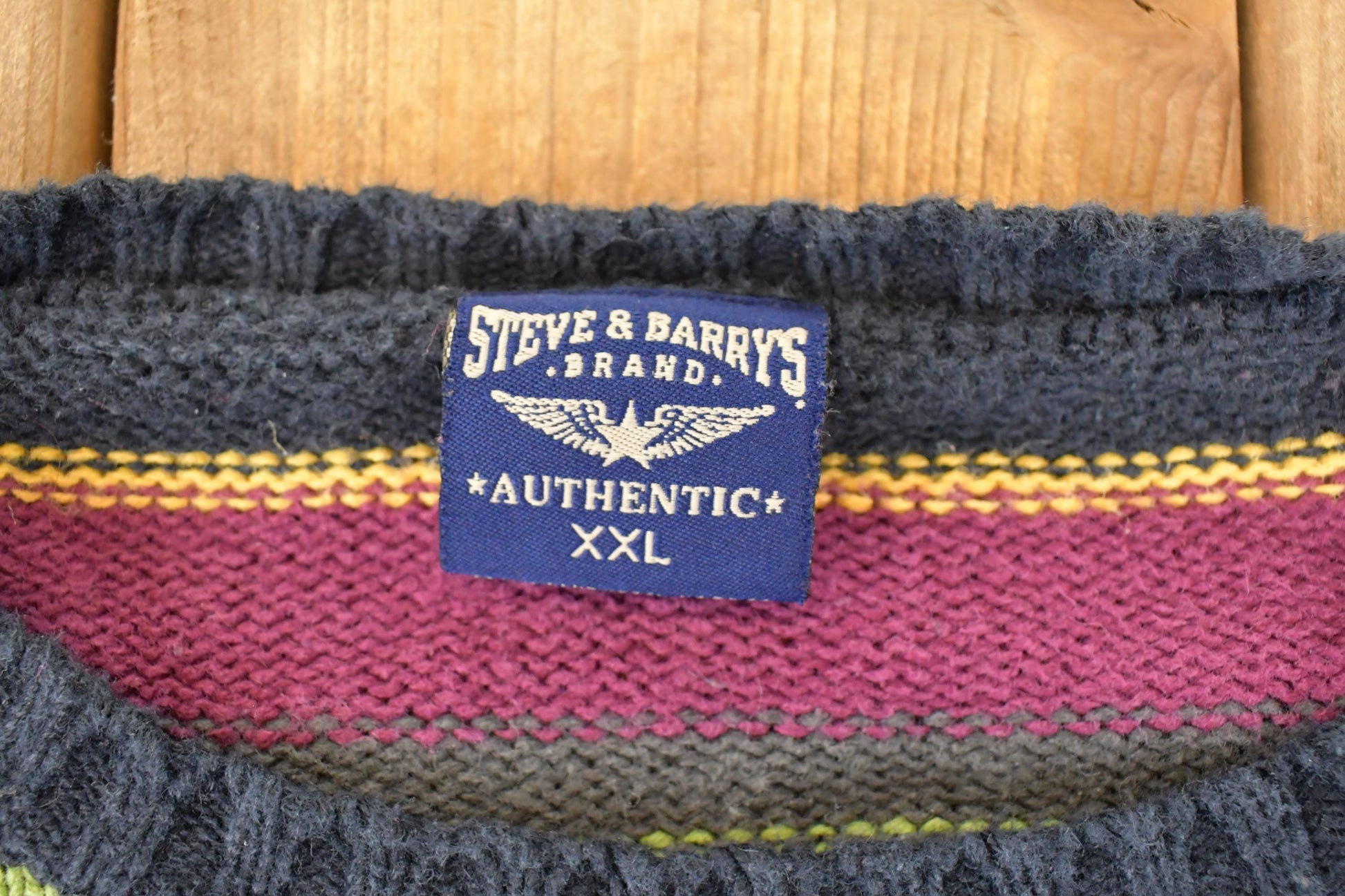 Vintage 1990s Steve & Barry's Striped Knit Crewneck Sweater Mens L from propervintagecanada