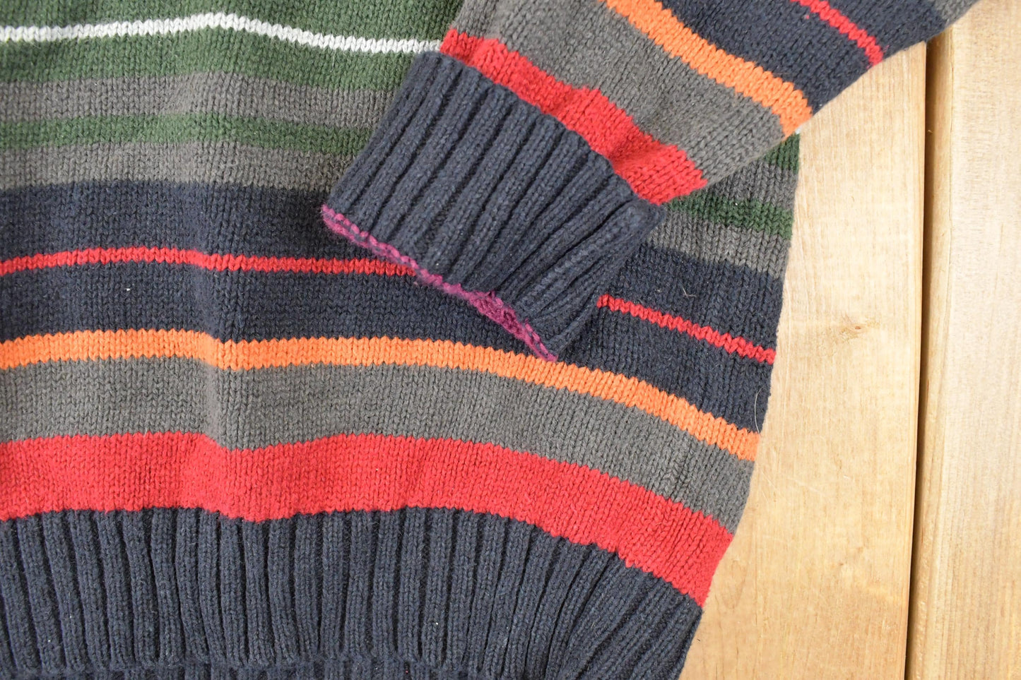 Vintage 1990s Steve & Barry's Striped Knit Crewneck Sweater Mens L from propervintagecanada