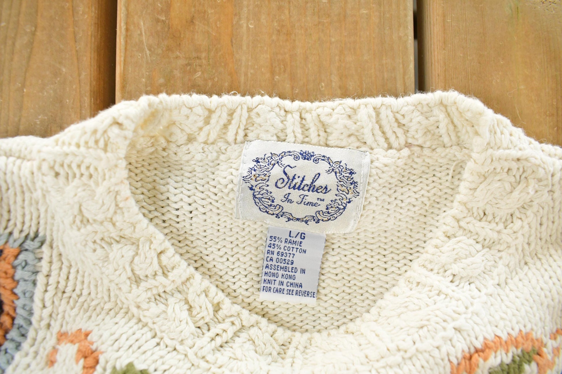 Vintage 1990s Stitches Floral Theme Knit Crewneck Sweater Women's Medium from propervintagecanada
