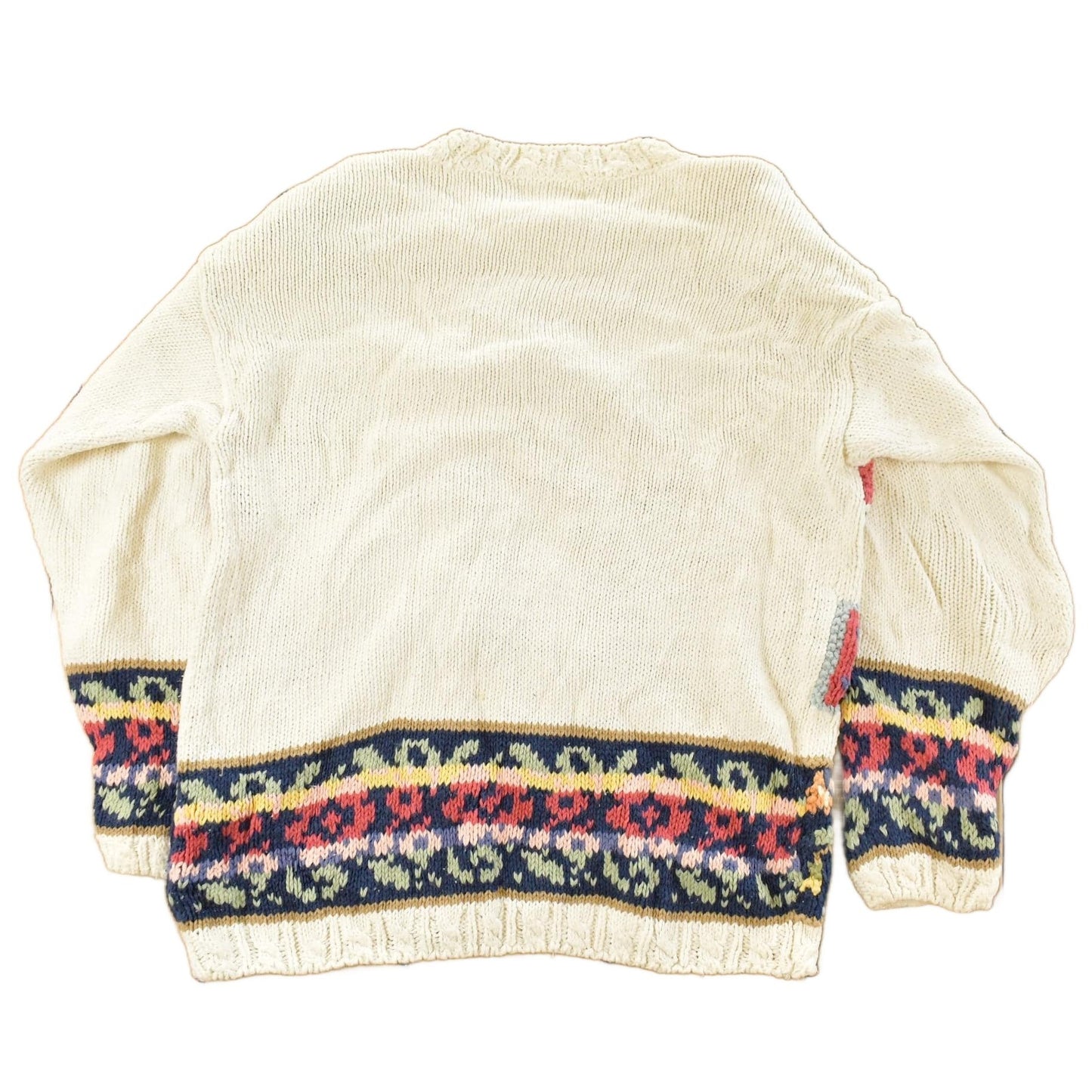 Vintage 1990s Stitches Floral Theme Knit Crewneck Sweater Women's Medium from propervintagecanada