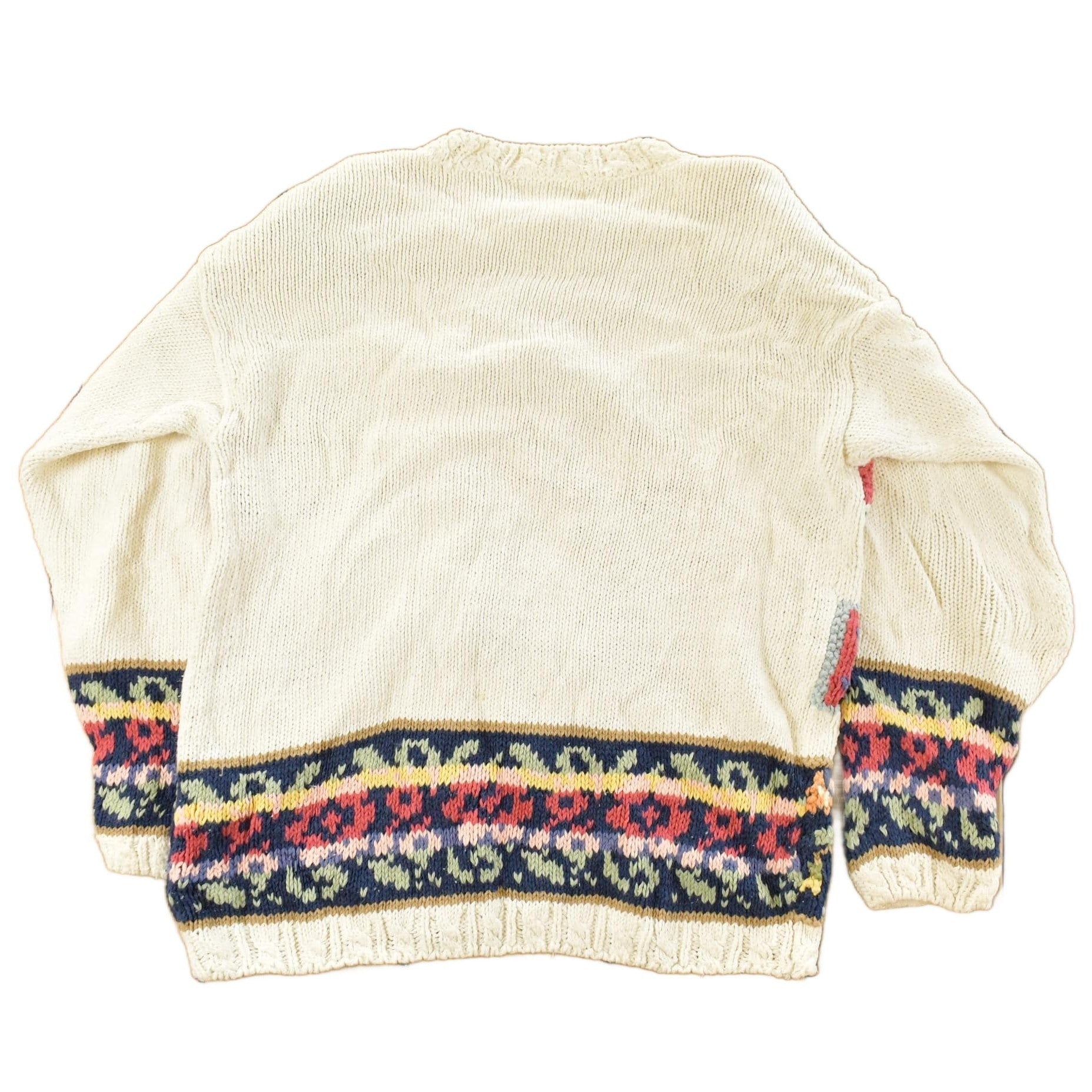 Vintage 1990s Stitches Floral Theme Knit Crewneck Sweater Women's Medium from propervintagecanada