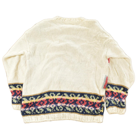 Vintage 1990s Stitches Floral Theme Knit Crewneck Sweater Women's Medium from propervintagecanada