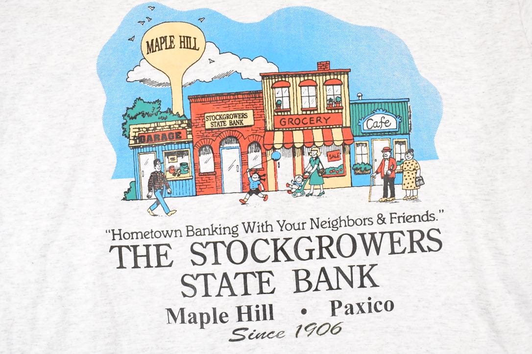 Vintage 1990s Stockgrowers State Bank Souvenir Travel T-Shirt Men's M / Destination Shirt / 90s Single Stitch Graphic Tee / Made in USA from propervintagecanada