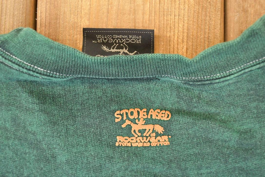 Vintage 1990s Stone Aged Rockwear Aztec Button Up Graphic Print Crewneck Sweatshirt Womens L from propervintagecanada