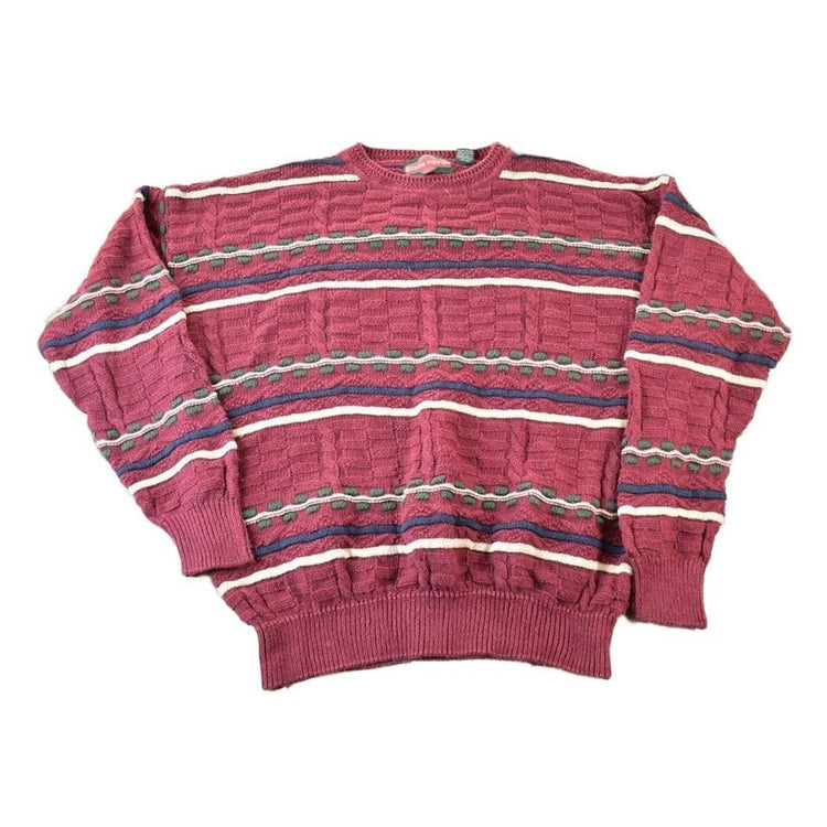 Vintage 1990s Stone Haven Knit Abstract Pattern Crewneck Sweater Men's XL from propervintagecanada