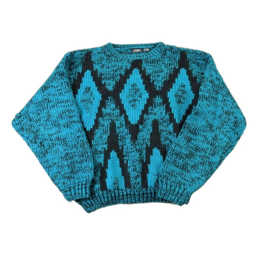 Vintage 1990s Street Scenes Loose Knit Crewneck Sweater Men's Medium from propervintagecanada