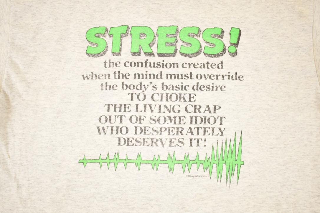 Vintage 1990s Stress Souvenir Travel T-Shirt Men's M from propervintagecanada