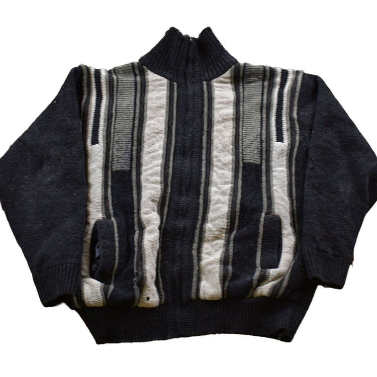Vintage 1990s Striped Wool Zip Up Sweater Men's Medium from propervintagecanada