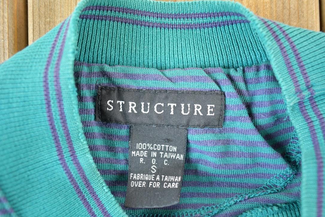Vintage 1990s Structure Striped Grunge T-Shirt Mens Small from propervintagecanada