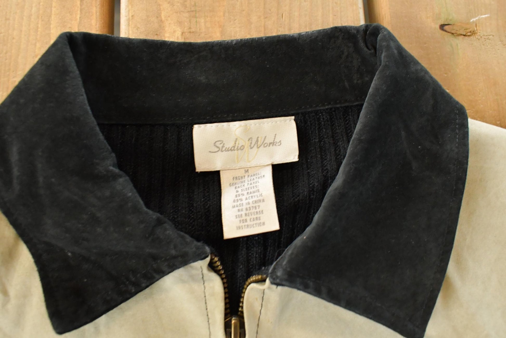 Vintage 1990s Studio Works Knit Leather Suede Jacket Women's Medium / Full Zip / Knit Jacket / Leather Coat / Streetwear / Suede Jacket from propervintagecanada
