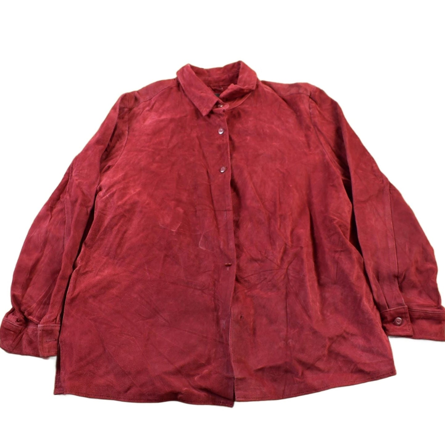 Vintage 1990s Style & Co Suede Leather Button Up Shirt Men's Medium from propervintagecanada
