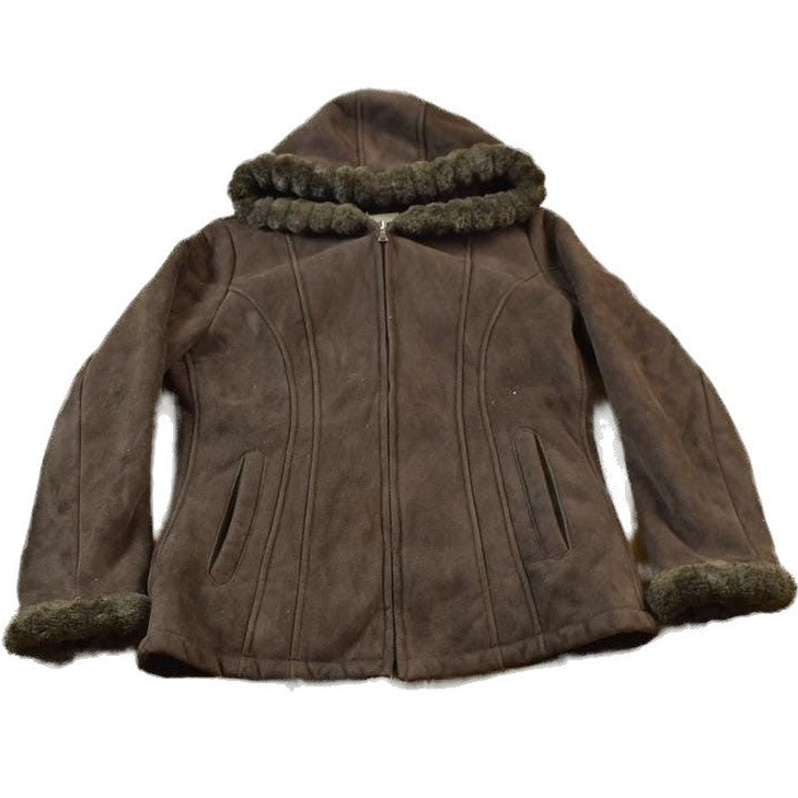 Vintage 1990s Suede Leather Full Zip Hooded Jacket Men's Medium from propervintagecanada