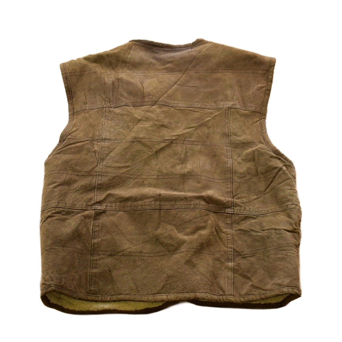 Vintage 1990s Suede Leather Sherpa Lined Vest Men's Medium from propervintagecanada
